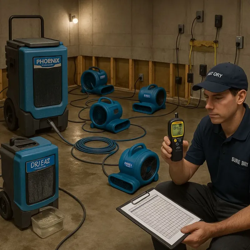 Structural Drying and Dehumidification process in Rawls Springs, MS